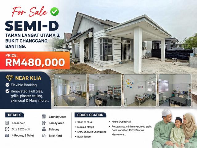 Renovated Semi-D 4R2B Taman Langat Utama 3, Bukit Changgang, Banting 1