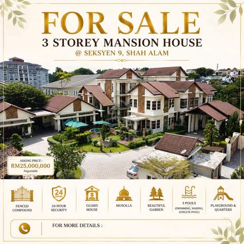 NEGO - BEAUTIFUL 3 STOREY MANSION HOUSE @ SEKSYEN 9, Shah Alam 1