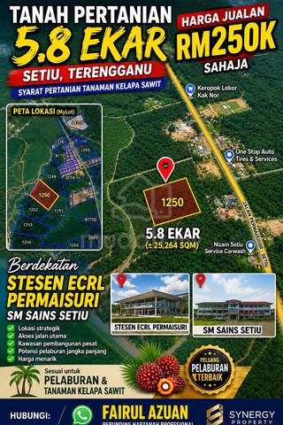Tanah pertanian 5.8 ekar berdekatan jalan utama Permaisuri 1