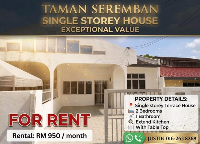 Taman Seremban Rahang Single Storey House For Rent Seremban 1