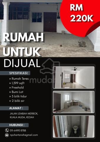 Rumah Murah Untuk DIjual | JALAN LEMBAH MERBOK, KUALA MUDA, KEDAH 1