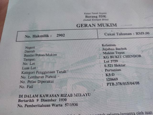 Tanah untuk dijual 700M dari pekan gunong 1