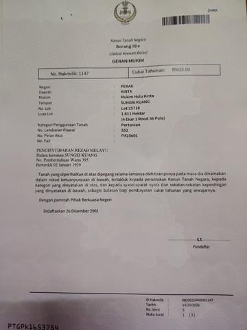 Tanah 1/3 bahagian untuk dijual 1