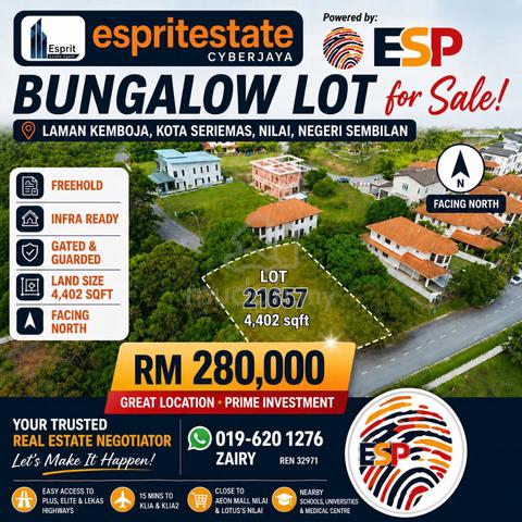 FREEHOLD Bunglow Lot at Laman Kemboja Kota Seriemas 1