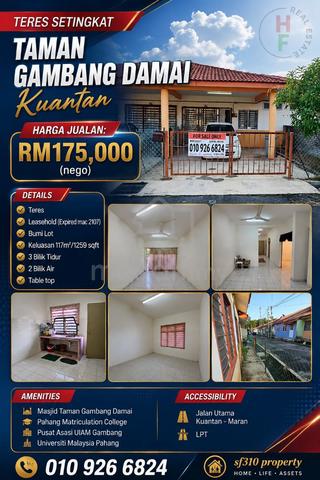 Teres Setingkat Taman Gambang Damai Kuantan Pahang 1