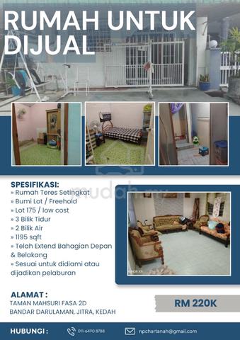 Rumah Untuk Dijual | TAMAN MAHSURI FASA 2D 1