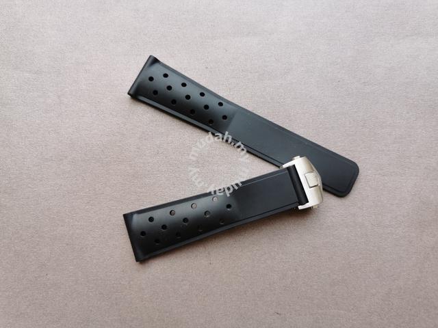 TAG HEUER 22mm Black Perforated Rubber Watch Strap Watches