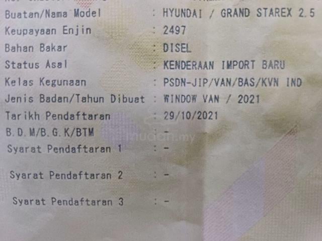 2021 Hyundai GRAND STAREX EXECUTIVE PLUS 2.5L (A) - 2