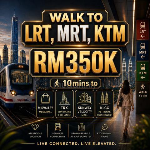 Look Here!【2Stop to Midvalley】Walk to LRT,MRT,KTM@10min to Velo,TRX! 1