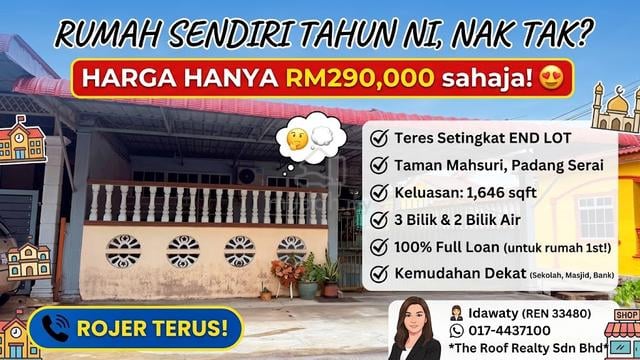 Teres End Lot 1646sqft di Taman Mahsuri, Padang serai 1