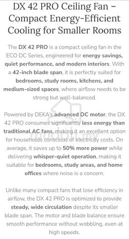 (NEW) 1 Unit of Deka DX42 Pro DC Motor Ceiling Fan - photo 3 of 5