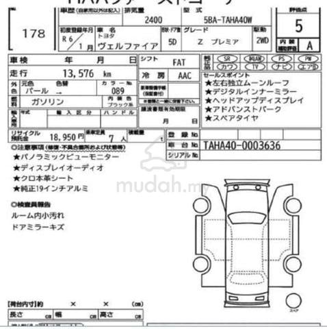 2024 Toyota VELLFIRE 2.4 Z PREMIER GRADE 5A RECOND - 2