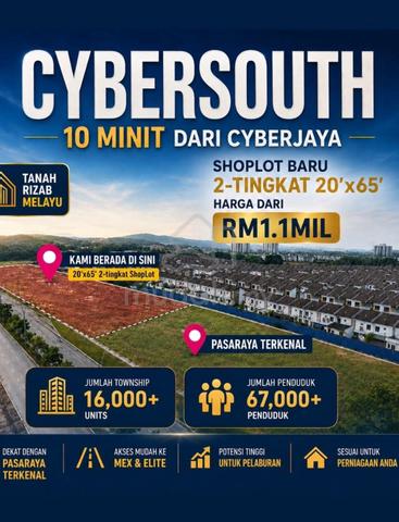Cheapest New Launch 2 Storey Shoplot 20x65 at Cybersouth 1