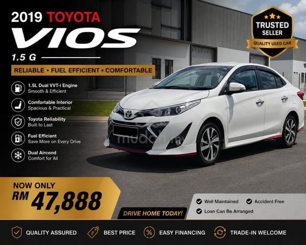 2019 Toyota VIOS 1.5 G FACELIFT CUN2 (A) FULL LOAN - 1