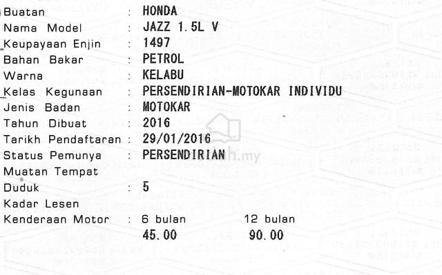 2016 Honda JAZZ 1.5 V (A) 1THN WARANTY LOAN KEDAI - 2