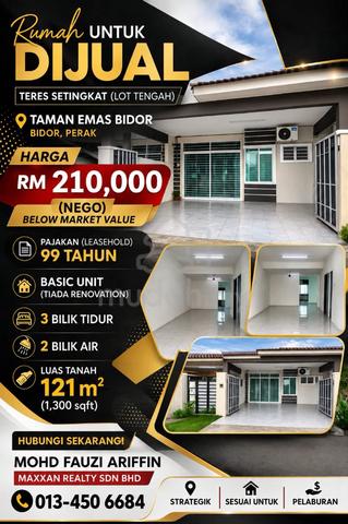 Rumah Untuk Dijual Teres Setingkat di Taman Emas, Bidor 1