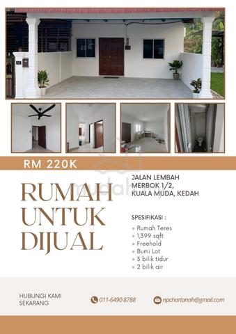 Rumah Untuk DIjual - Jalan Lembah Merbok 1/2, Kuala Muda, Kedah 1