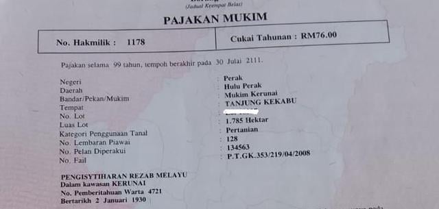 Tanah di Tanjung Kekabu Gerik 1