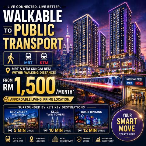 Ready tenant @ Aibrnb Team | ROI 9.8% - Walk to MRT LRT | 2 Stop to KL 1