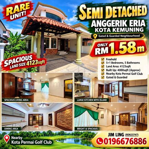 Semi Detached Kota Kemuning, Anggerik Eria, near Kota Permai Golf 1