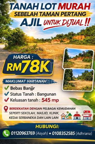 TANAH LOT MURAH SEBELAH TAMAN PERTANG AJIL UNTUK DIJUAl 1