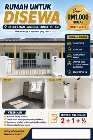 Rumah Untuk DiSewa - Darul Aman Lagenda Sungai Petani 1