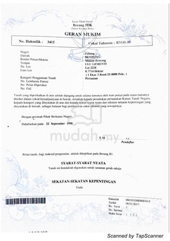 Tanah Pertanian Untuk Dijual-Bentong 1